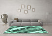 Machine Washable Abstract Turquoise Modern Area Rugs in a Living Room,, wshabs3175turq