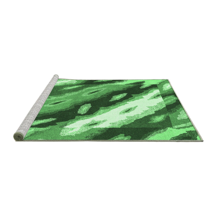 Sideview of Machine Washable Abstract Emerald Green Modern Area Rugs, wshabs3175emgrn