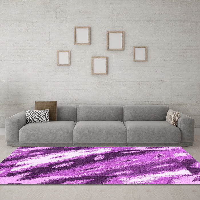 Machine Washable Abstract Purple Modern Area Rugs in a Living Room, wshabs3175pur