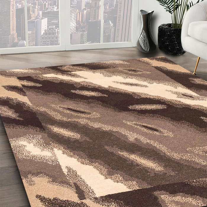 Machine Washable Abstract Brown Sugar Brown Rug in a Family Room, wshabs3176