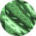 Round Machine Washable Animal Emerald Green Modern Area Rugs, wshabs3176emgrn