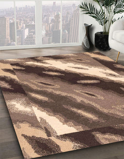 Abstract Brown Animal Rug in Family Room, abs3176