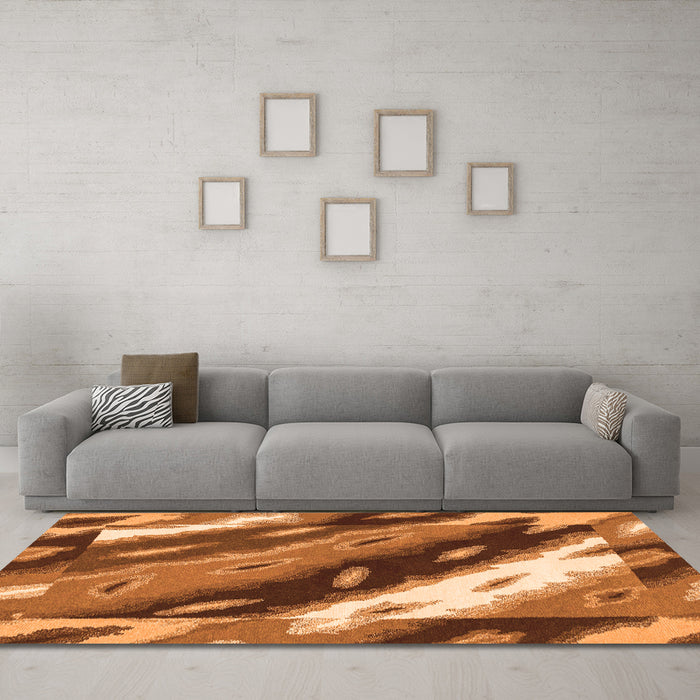 Machine Washable Animal Orange Modern Area Rugs in a Living Room, wshabs3176org