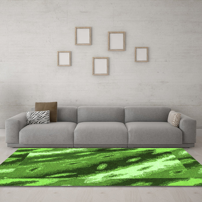 Machine Washable Animal Green Modern Area Rugs in a Living Room,, wshabs3176grn