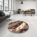 Round Machine Washable Abstract Brown Sugar Brown Rug in a Office, wshabs3176