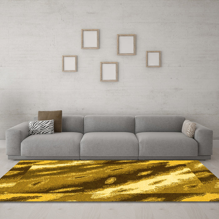 Machine Washable Animal Yellow Modern Rug in a Living Room, wshabs3176yw