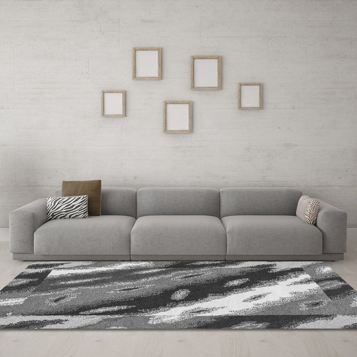 Machine Washable Animal Gray Modern Rug in a Living Room,, wshabs3176gry