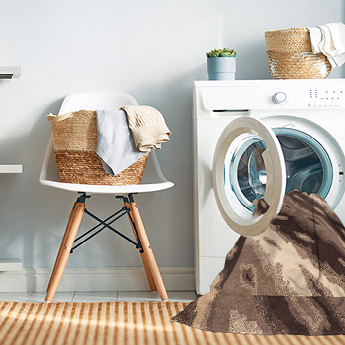Machine Washable Abstract Brown Sugar Brown Rug in a Washing Machine, wshabs3176