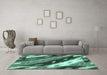 Machine Washable Animal Turquoise Modern Area Rugs in a Living Room,, wshabs3176turq