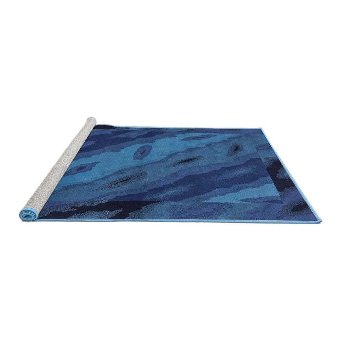 Sideview of Machine Washable Abstract Blueberry Blue Rug, wshabs3177