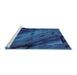 Sideview of Machine Washable Abstract Blueberry Blue Rug, wshabs3177