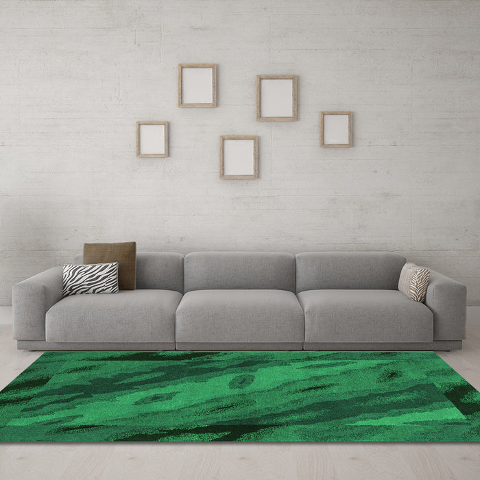Machine Washable Animal Green Modern Area Rugs in a Living Room,, wshabs3177grn