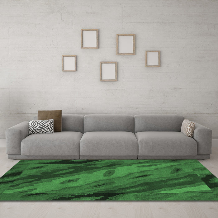 Machine Washable Animal Emerald Green Modern Area Rugs in a Living Room,, wshabs3177emgrn