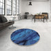 Round Abstract Blue Animal Rug in a Office, abs3177