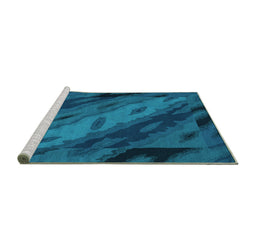 Sideview of Machine Washable Animal Turquoise Modern Area Rugs, wshabs3177turq