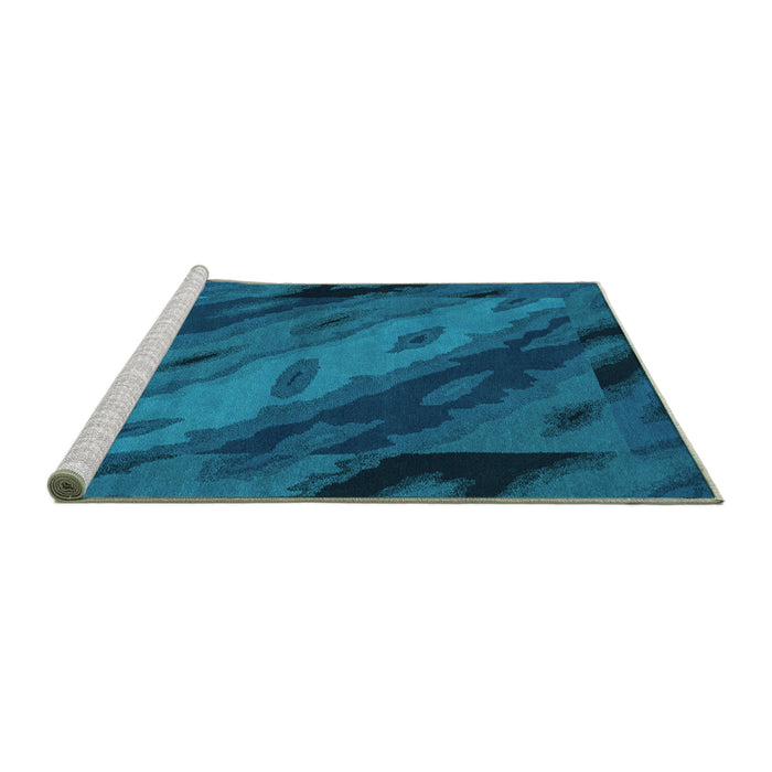 Sideview of Machine Washable Animal Turquoise Modern Area Rugs, wshabs3177turq