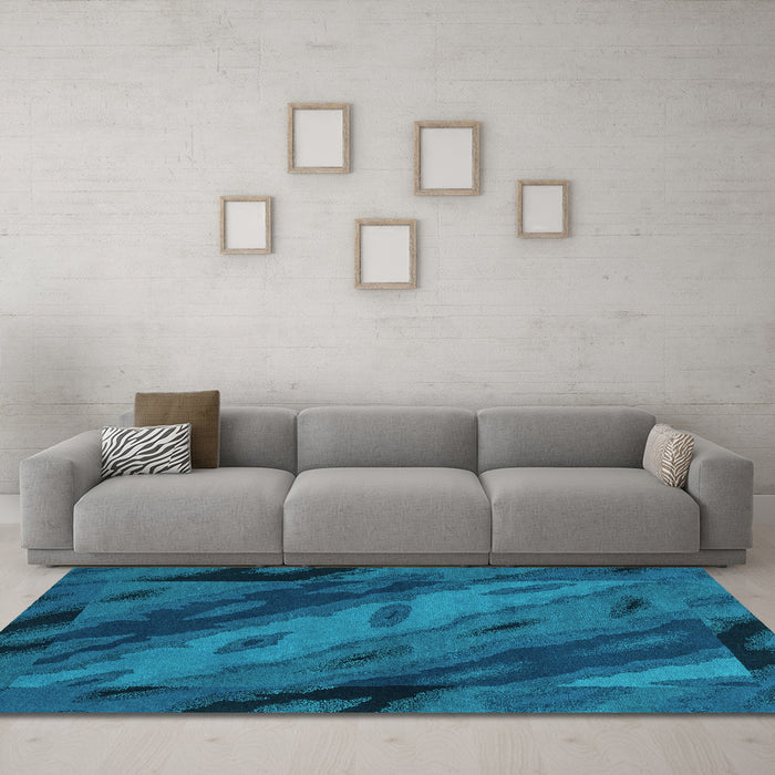 Machine Washable Animal Turquoise Modern Area Rugs in a Living Room,, wshabs3177turq