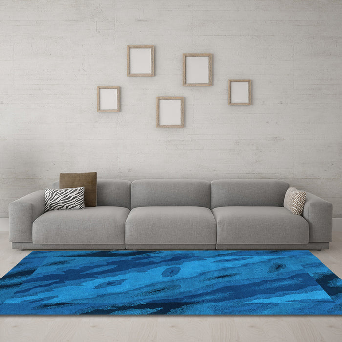Machine Washable Animal Light Blue Modern Rug in a Living Room, wshabs3177lblu
