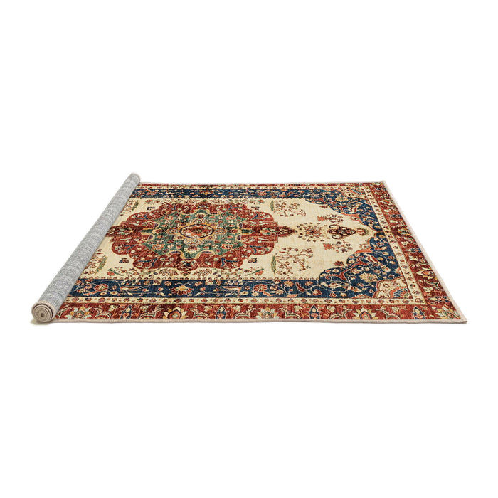 Sideview of Machine Washable Abstract Brown Red Rug, wshabs3178