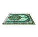 Sideview of Machine Washable Abstract Turquoise Modern Area Rugs, wshabs3178turq