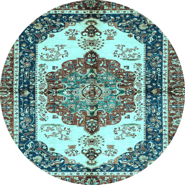 Round Abstract Light Blue Modern Rug, abs3178lblu