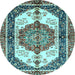 Round Abstract Light Blue Modern Rug, abs3178lblu