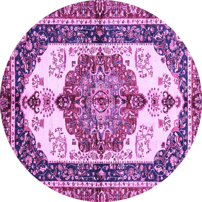 Round Machine Washable Abstract Purple Modern Area Rugs, wshabs3178pur