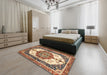 Abstract Brown Red Modern Rug in a Bedroom, abs3178