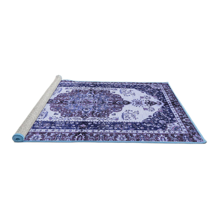 Sideview of Machine Washable Abstract Blue Modern Rug, wshabs3178blu