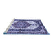 Sideview of Machine Washable Abstract Blue Modern Rug, wshabs3178blu