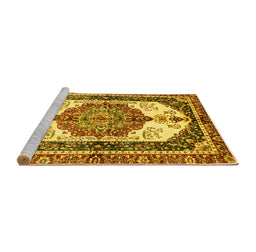 Sideview of Machine Washable Abstract Yellow Modern Rug, wshabs3178yw