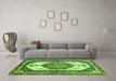 Machine Washable Abstract Green Modern Area Rugs in a Living Room,, wshabs3178grn