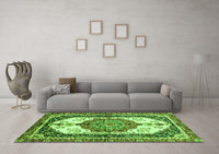 Machine Washable Abstract Green Modern Rug, wshabs3178grn