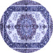 Round Abstract Blue Modern Rug, abs3178blu