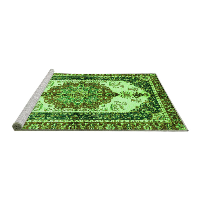 Sideview of Machine Washable Abstract Green Modern Area Rugs, wshabs3178grn