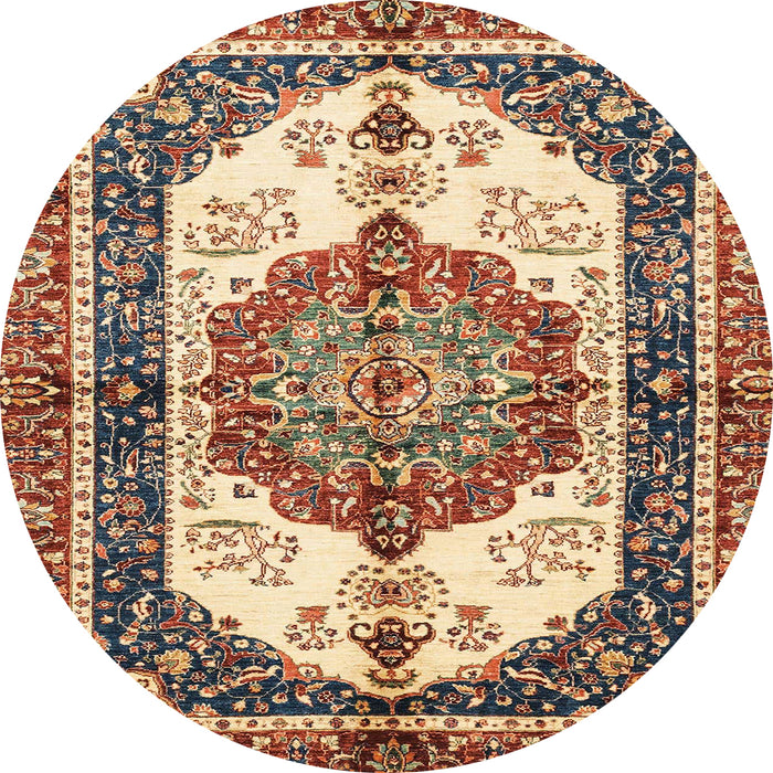 Round Machine Washable Abstract Brown Red Rug, wshabs3178