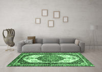 Machine Washable Abstract Emerald Green Modern Rug, wshabs3178emgrn