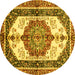 Round Abstract Yellow Modern Rug, abs3178yw