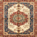 Square Machine Washable Abstract Brown Red Rug, wshabs3178