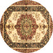 Round Machine Washable Abstract Brown Modern Rug, wshabs3178brn