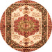 Round Abstract Orange Modern Rug, abs3178org