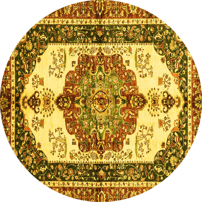 Round Machine Washable Abstract Yellow Modern Rug, wshabs3178yw