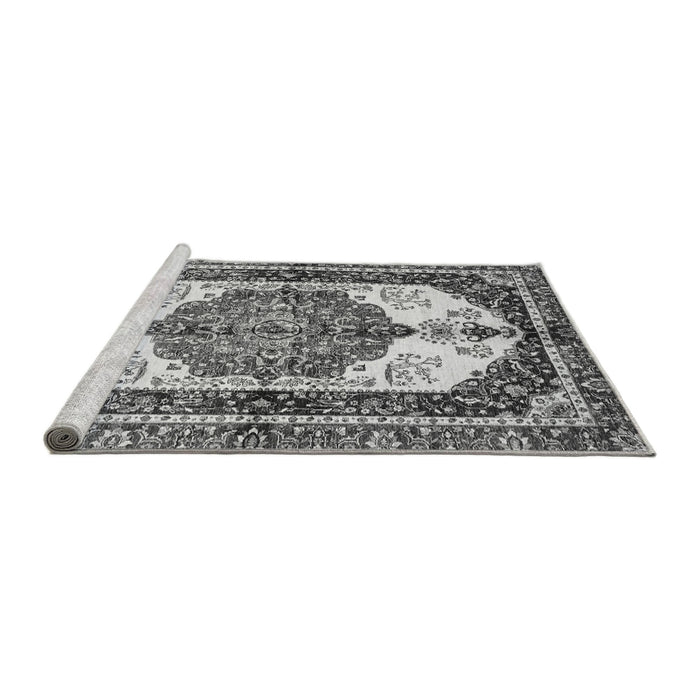 Sideview of Machine Washable Abstract Gray Modern Rug, wshabs3178gry