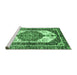 Sideview of Machine Washable Abstract Emerald Green Modern Area Rugs, wshabs3178emgrn