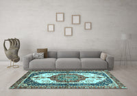 Machine Washable Abstract Light Blue Modern Rug, wshabs3178lblu