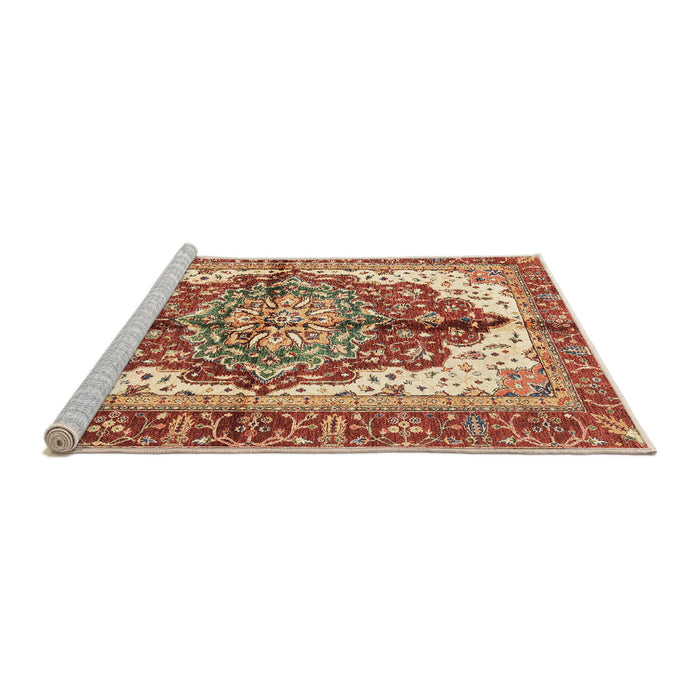 Sideview of Machine Washable Abstract Yellow Rug, wshabs3179