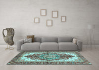 Machine Washable Persian Light Blue Traditional Rug, wshabs3179lblu