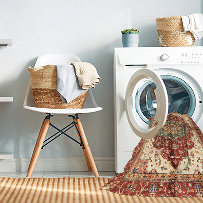 Machine Washable Abstract Yellow Rug in a Washing Machine, wshabs3179