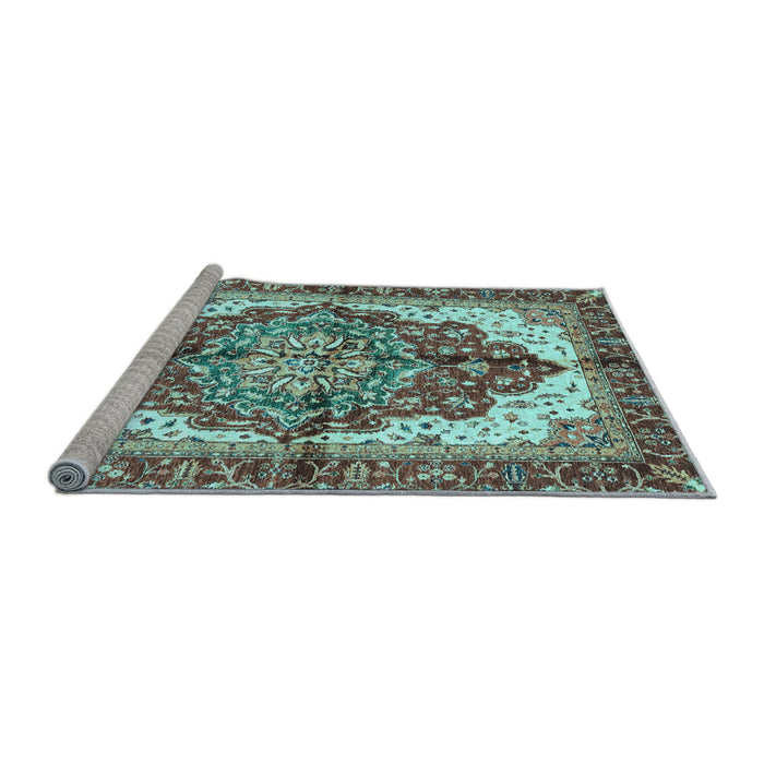 Sideview of Machine Washable Persian Light Blue Traditional Rug, wshabs3179lblu