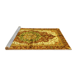 Sideview of Machine Washable Persian Yellow Traditional Rug, wshabs3179yw